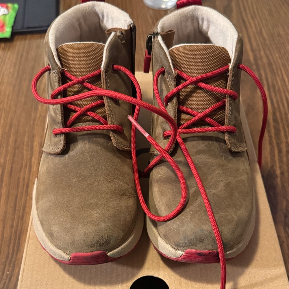 UGG Brown Kids Boots with Red Laces